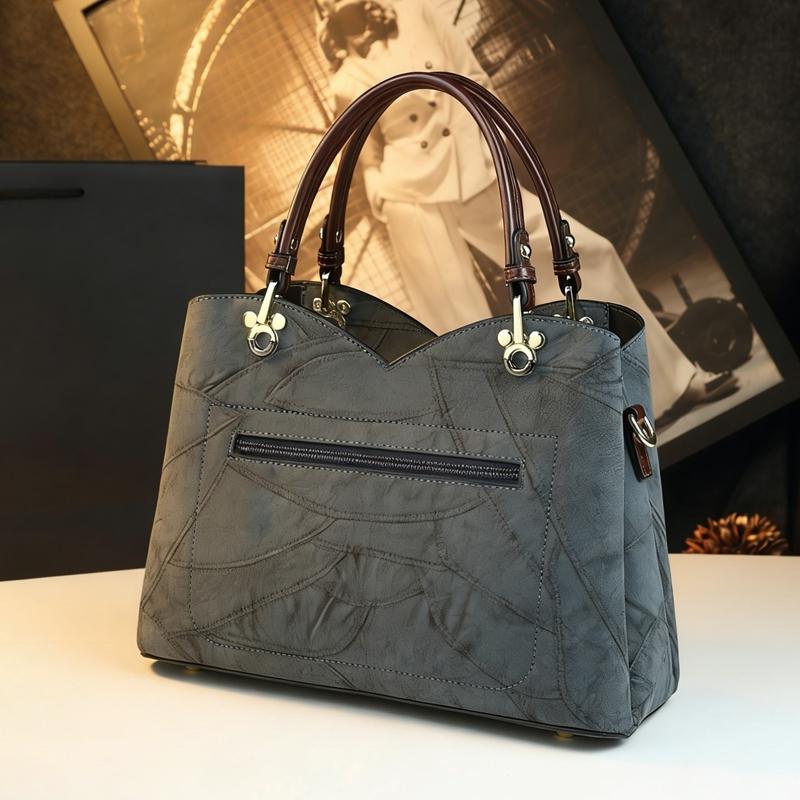 Elegant Vintage Patchwork Handbag, Large Capacity Commuter Tote Bag, Lightweight Luxury Mom Bag, Single Shoulder Crossbody Bag