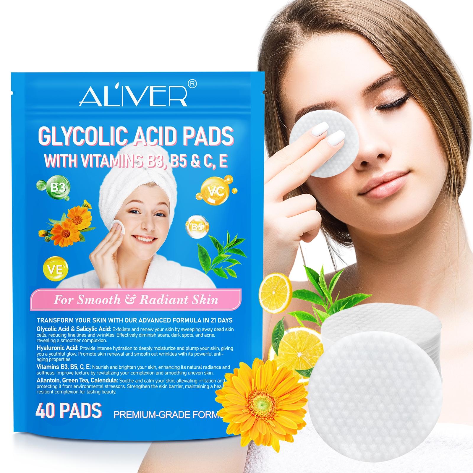 3 Counts Moisturizer, ALIVER Glycolic Acid Pads 40pcs, Contains Vitamins B3, B5, C, And E For Smooth And Glowing Skin, 20% Collagen For Hydrated And Smooth Skin, Deep Nourishment, Moisturization, And Enhanced Skin Barrier.