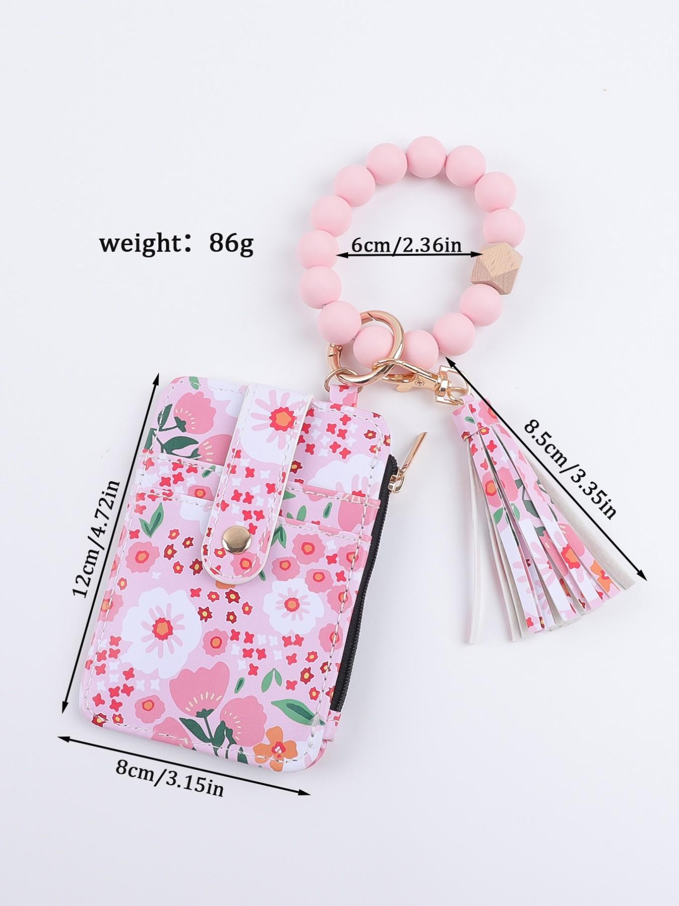 Decorated Keychains Women's Boho Style Beaded & Tassel Decorated Keychain with Flower ...