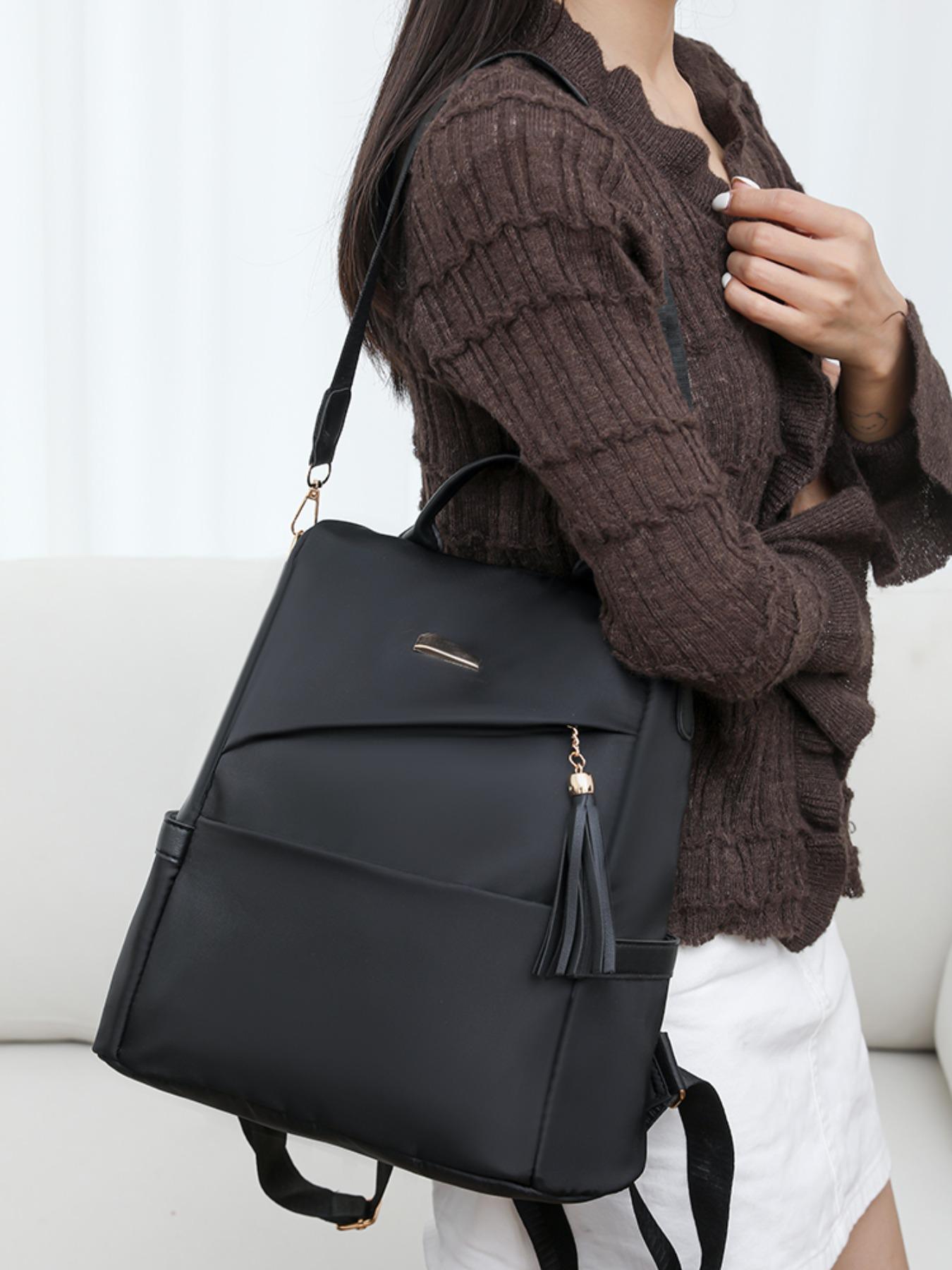 Women's Anti-Theft Backpack, Geometric Patchwork Design, Large Capacity Waterproof Bag, Casual Style for All Seasons