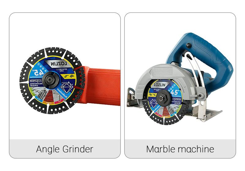 LOZLIN 3PCS 4.5" Multi-Material Cutting Blades - Dry Cut Metal,  Tile, Stone & Plastic - Angle Grinder Saw Blades for Alloy, Cast Iron & Marble (115mm) Tool Accessories