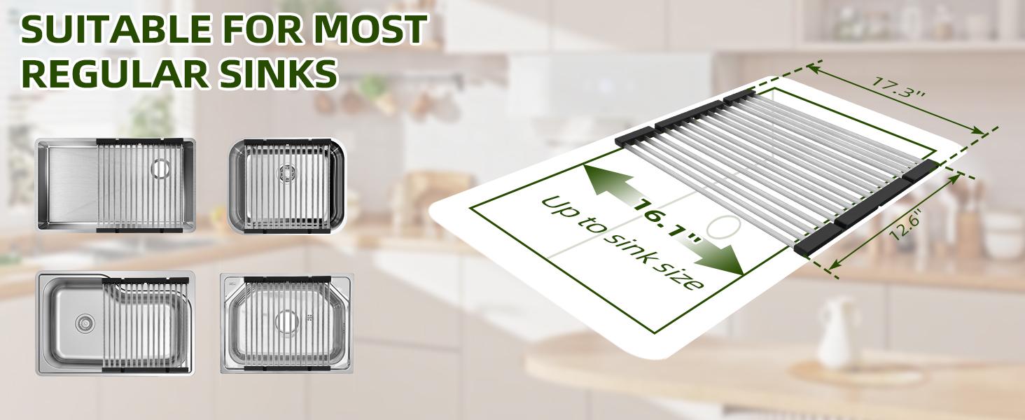 Roll Up Dish Drying Rack Over The Sink Drying Rack Stainless Sink Drying Rack Dishes Drying Mat Foldable Dish Drainer Rack Sink Organizer Accessories
