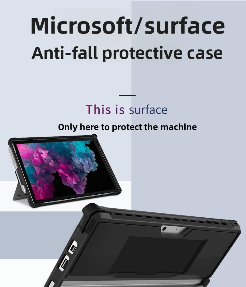 Shockproof Silicone Case for Microsoft Surface Pro 3/4/5/7, Surface Go 1/2/3/4, Full Body Protective Cover with Built-in Kickstand & Pen Holder, Rugged Soft TPU Shell for Surface Tablet, Compatible with Type Cover Keyboard