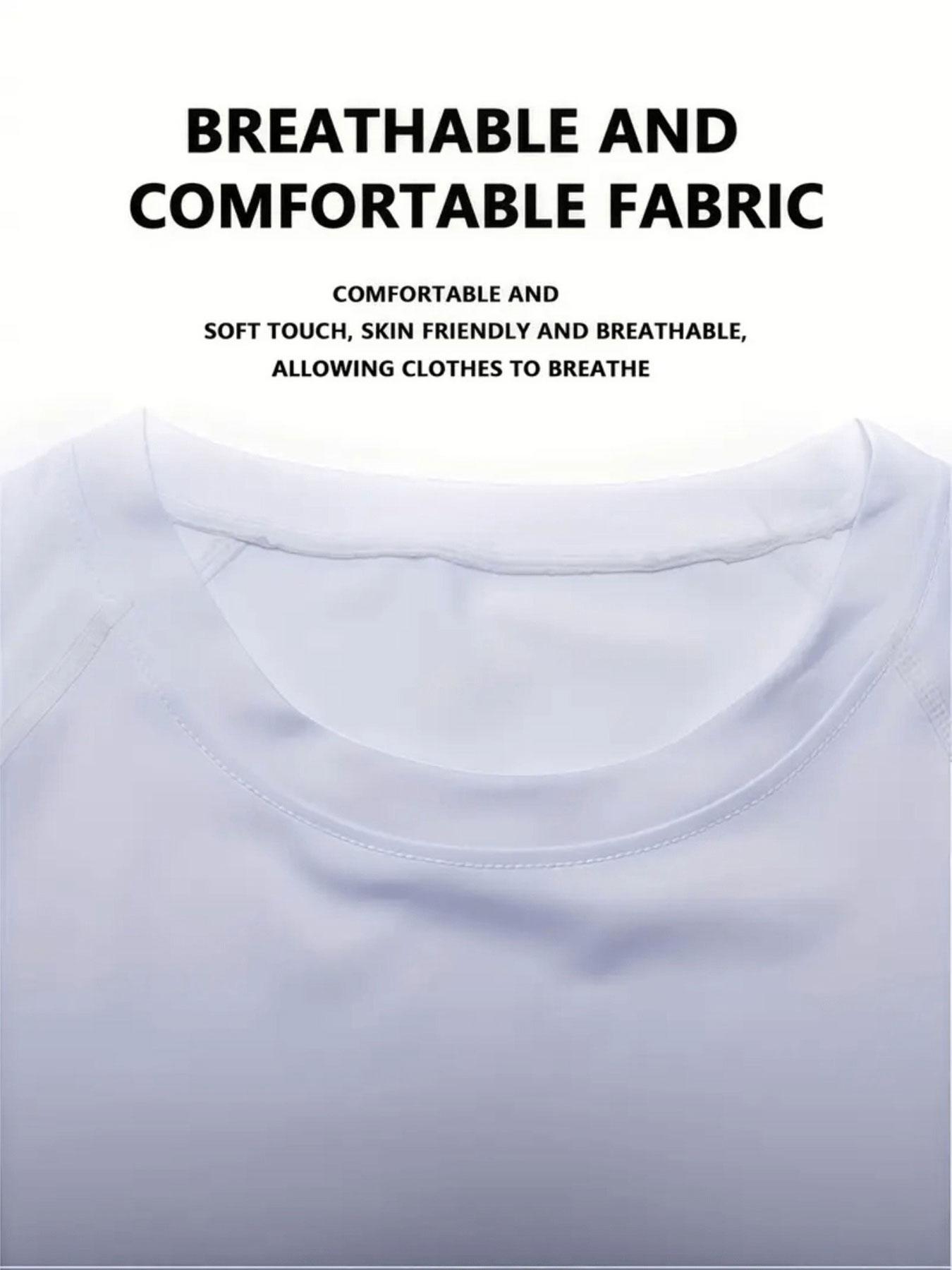 Men's White Quick Dry Compression Gym Training Short Sleeve T-shirt with GYM Print