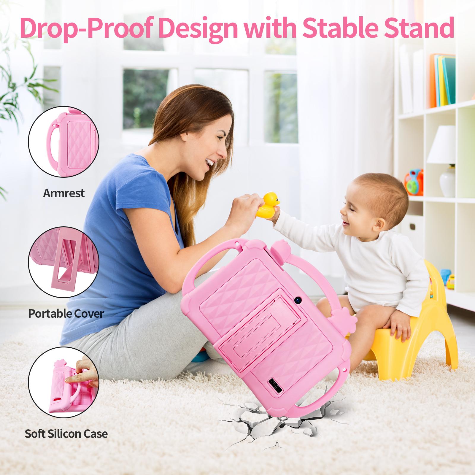 [TikTokShopSpringGlowUp] PRITOM Kids Tablet 7 inch Android 13 IPS HD Screen with Protective Case Parental Control Dual Cameras Pre Installed Educational Apps Ideal for Boys Girls Pink Blue Kids Gift