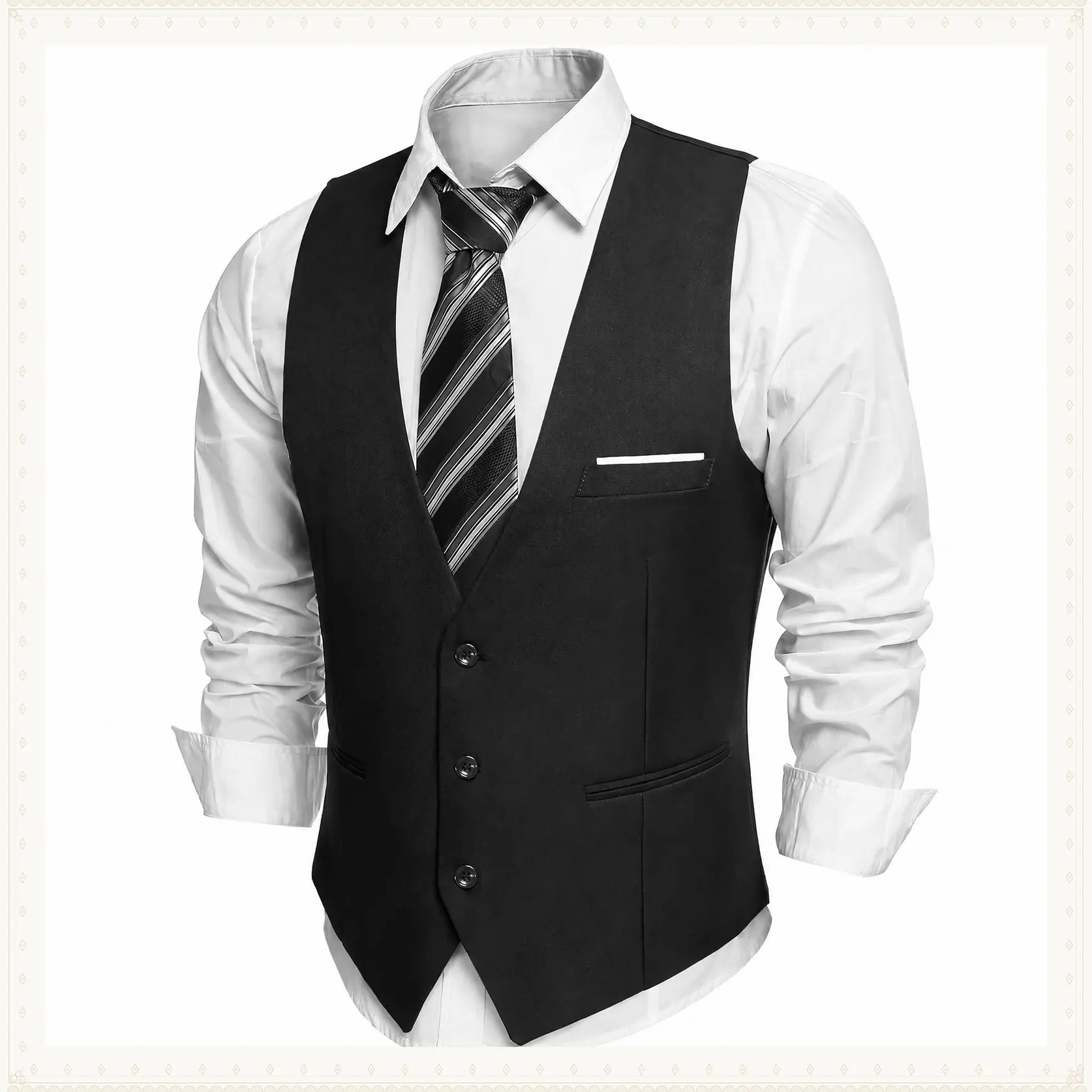 Men's Suit Vest Slim Fit Formal Dress Waistcoat Casual Business Vests for Suit or TuxedoGift