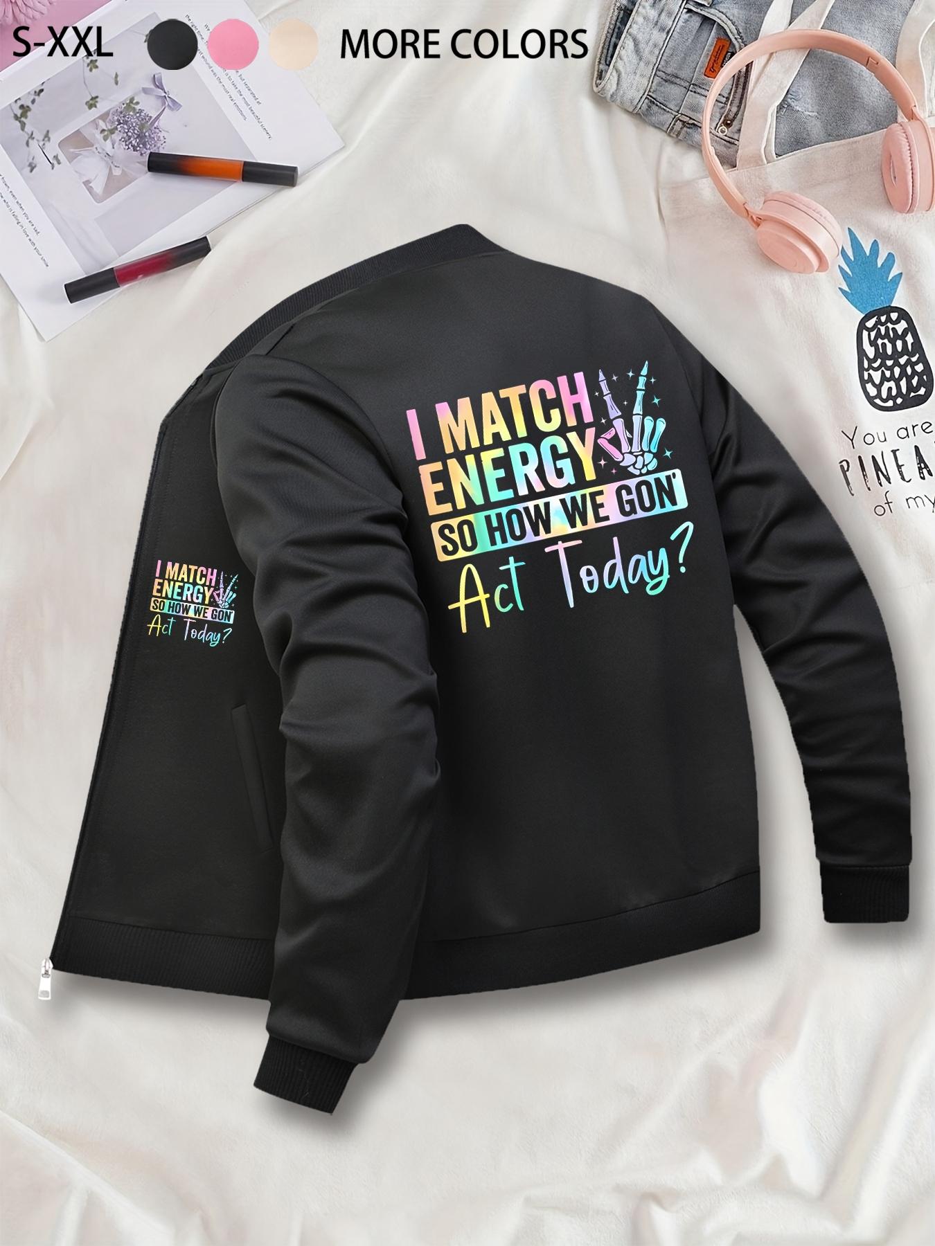 "I MATCH ENERGY" Unique Long Sleeve Fitted Graphic Printed Jacket & Coats - Trendy Casual Outerwear, Suitable for Casual Outdoor Sports, Fashionable & Durable for All Seasons, Ideal for Daily Activities, Gifting, Gatherings & Work.