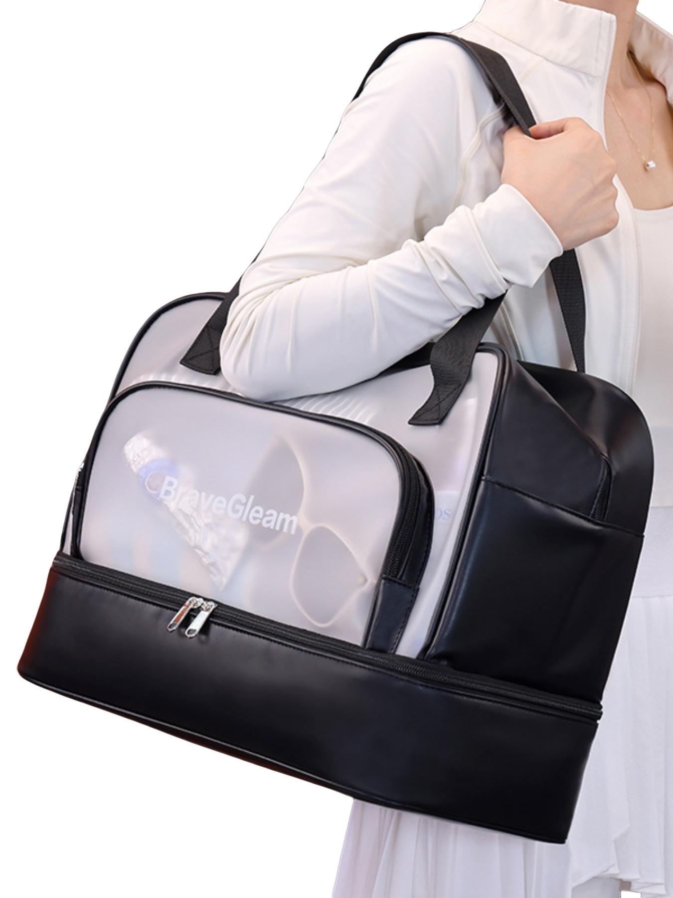 Double Layer Swim Bag for Women, Large Capacity Dry Wet Separation, Shoe Compartment, Travel Makeup Bag, Gym Shower Backpack, Pool Bag