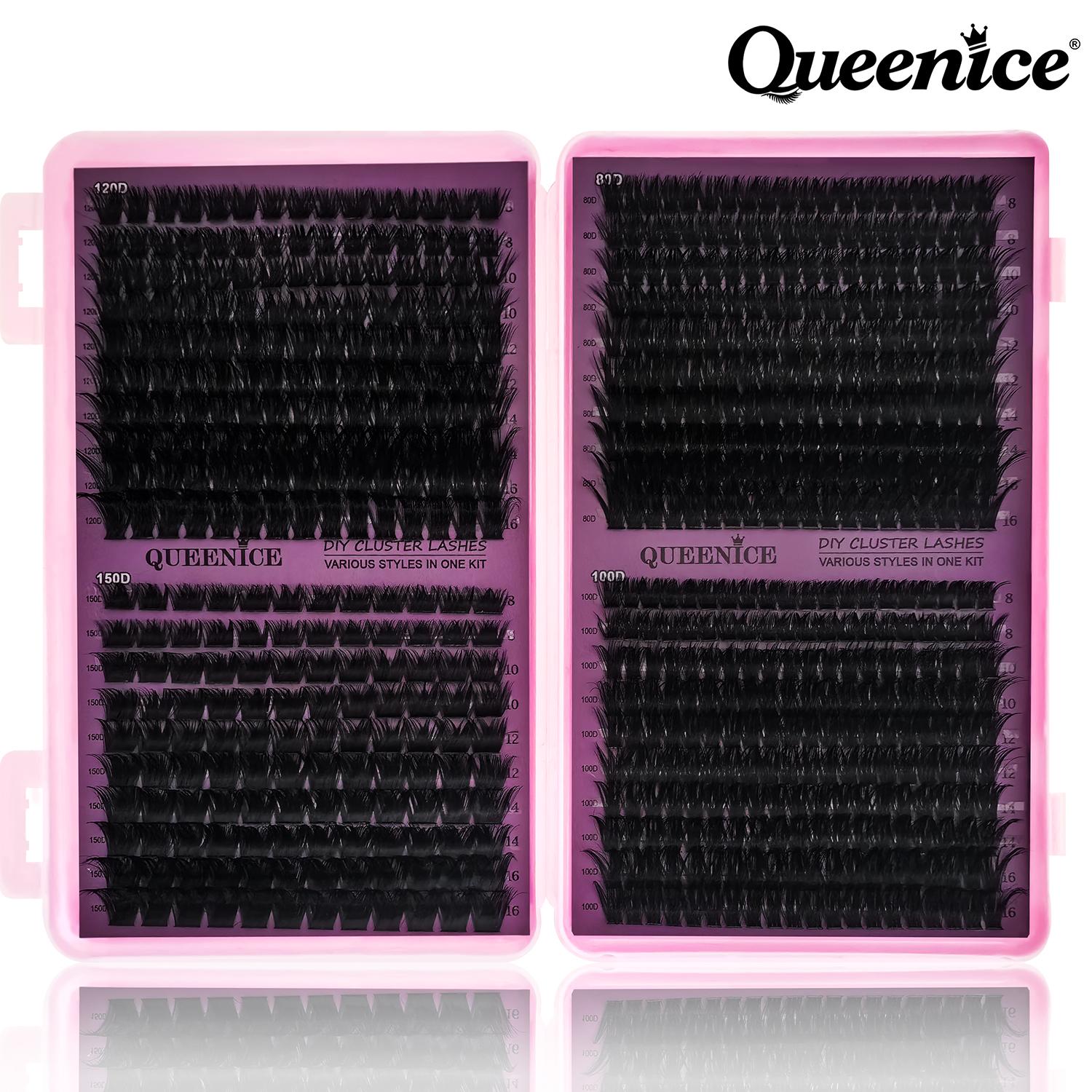 Thick Cluster Lash Extension Kit 80D/110D/150D D Curl 8-16mm Natural Fluffy Wispy Lashes Easy to Apply Sunflower Eye Makeup for Beginners Dramatic Look