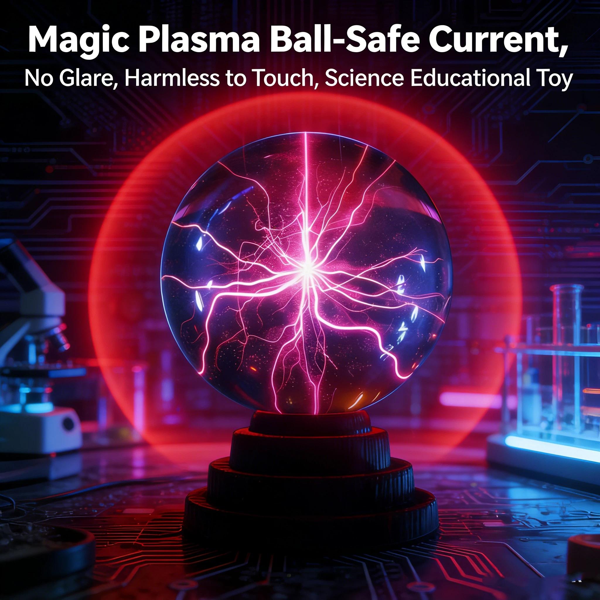 USB Magic Static Ion Ball Lamp, Touch Plasma Ball Night Light, Atmosphere Lighting, USB Powered, Ideal for Bedroom Living Room, Birthday Gift