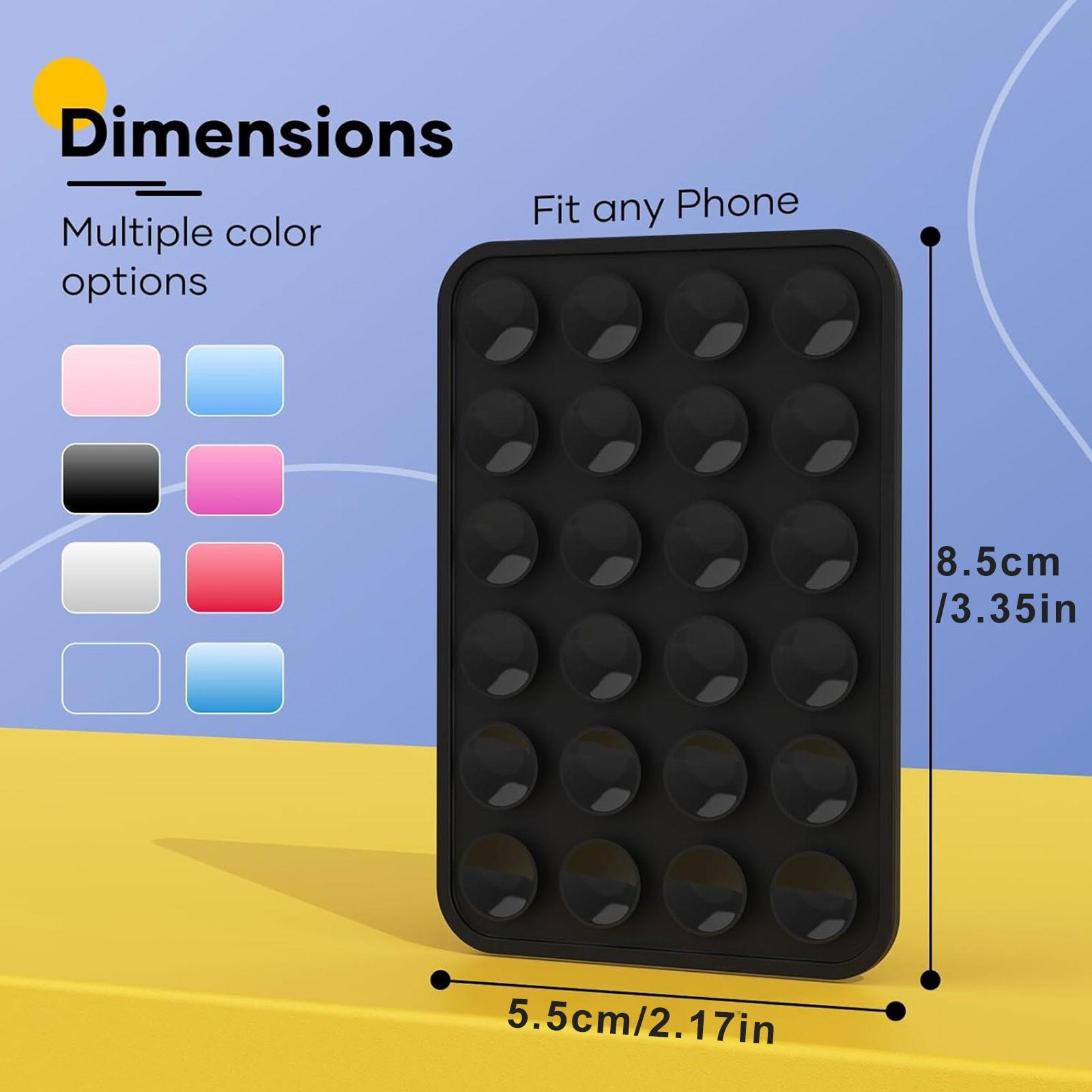 5PCS Black Set Silicone Suction Phone Case Adhesive Mount - Silicone Suction Cup Phone Case Mount - Hands-Free, Strong Grip Holder for Selfies and Videos - Compatible iPhone and Android（Black & Dark Grey & Light Grey & Transparent & White）