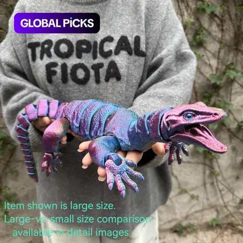 3D Printed Lizard Statue Decor with Realistic Eyes, High-Precision Movable Limbs, Christmas or Birthday Gift, Collectible Room Decor, Decorative Figurine, Articulated Animal Figurines #GLOBAL PICKS