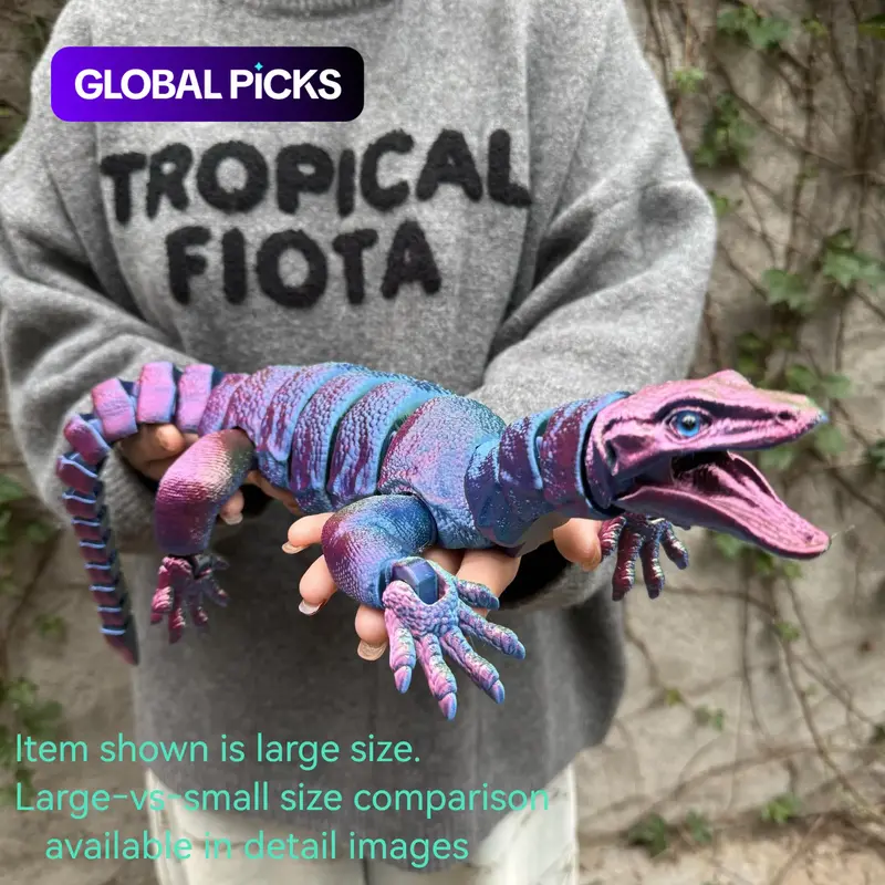 3D Printed Lizard Statue Decor with Realistic Eyes, High-Precision Movable Limbs, Christmas or Birthday Gift, Collectible Room Decor, Decorative Figurine, Articulated Animal Figurines #GLOBAL PICKS