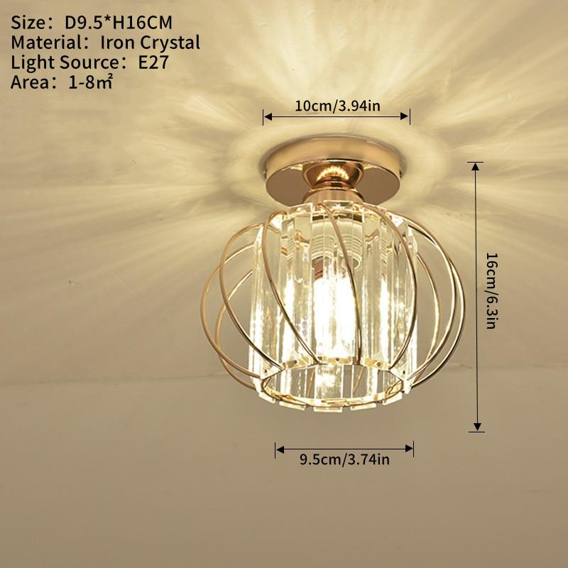 /gold Corridor Light, Nordic Modern Minimalist Entryway Balcony Lamp, Trendy Luxury Crystal Ceiling Light, No LED Bulb Included