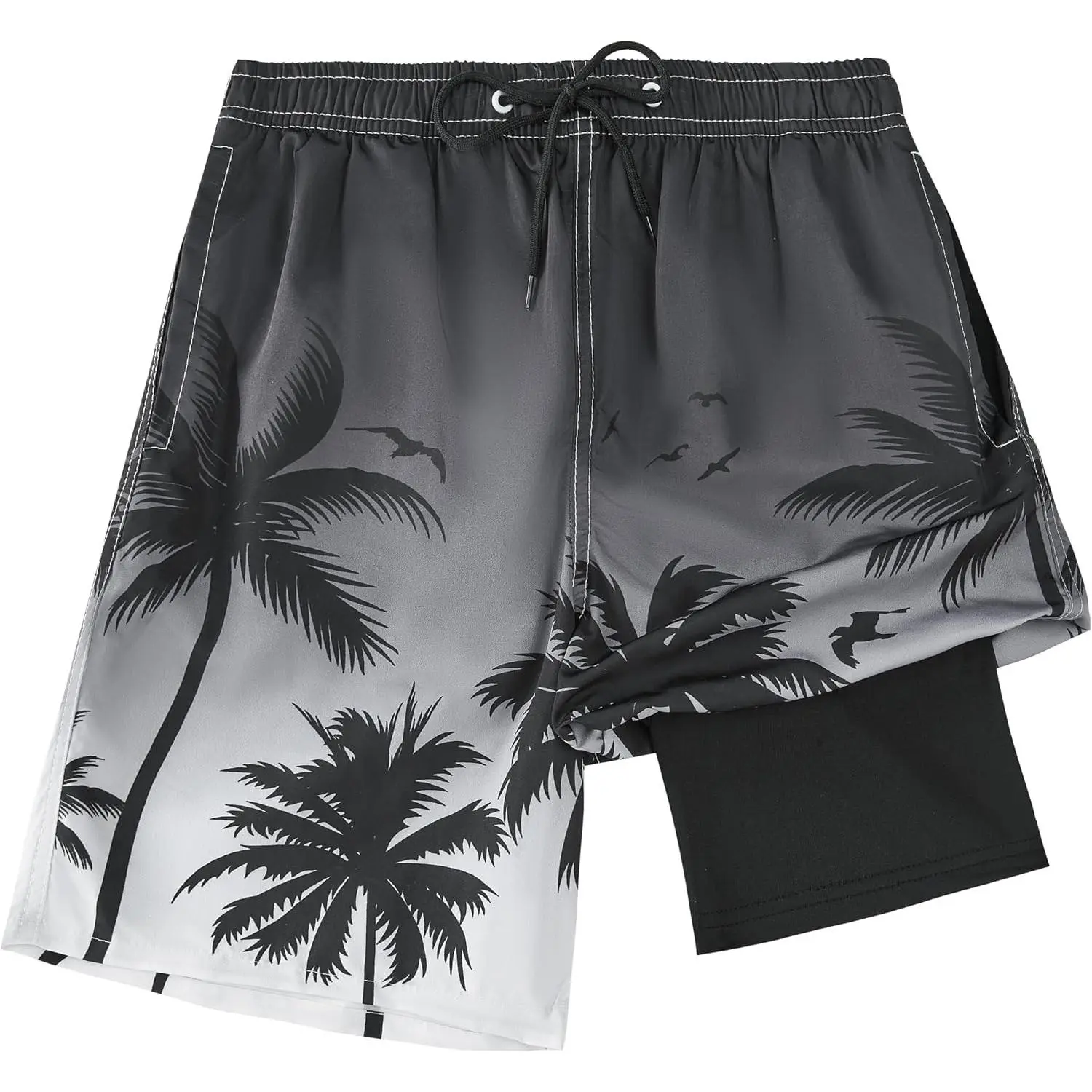 Boys' Quick-Dry Swim Trunks with Compression Liner & Anti-Chafe Boxer Brief Bathing Suit(Gift)