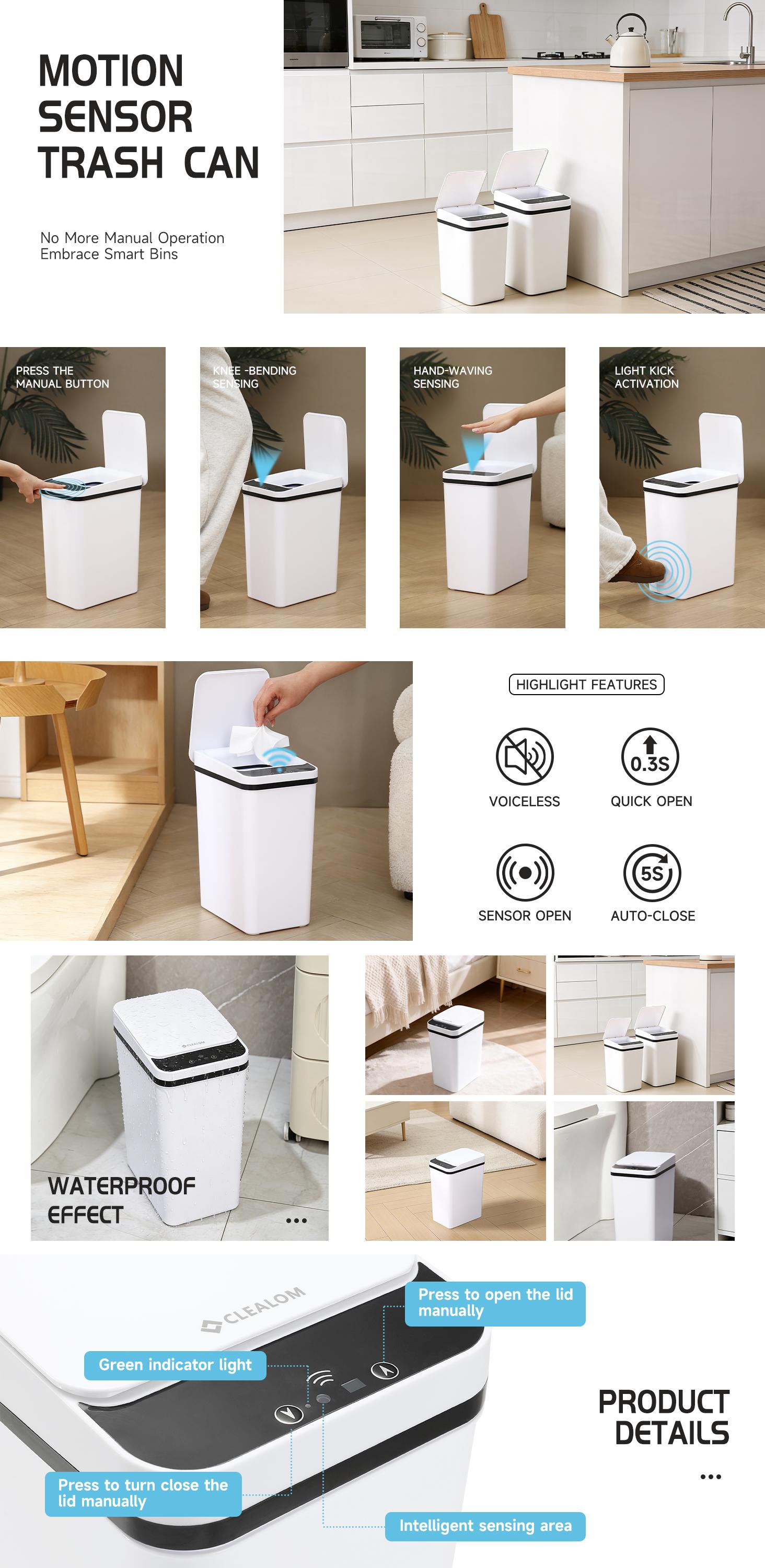 Automatic Touchless 2.2 Gallon Bathroom Automatic Trash Can Touchless Smart Motion Sensor Garbage Can with Lids Small Narrow Electric Garbage Bin for Bedroom Bathroom Office Living Room Kitchen Home Household Suppliers - Restroom