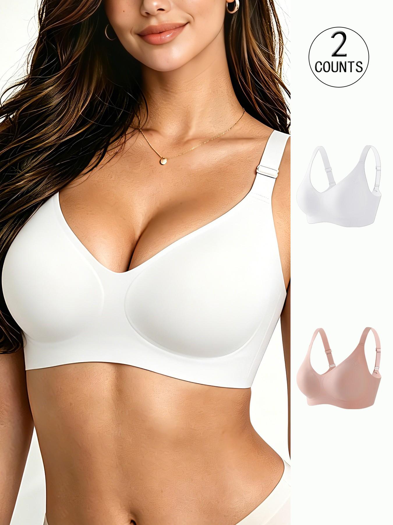 2 pack / 6 colors, high-quality women's seamless jelly bra, four rows of three hooks, push-up and lift, adjustable sports vest, suitable for daily wear, parties, yoga, comfortable, breathable and skin-friendly, women's underwire-free bra.