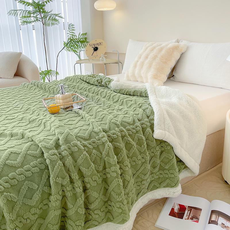 Thick Warm Plush Blanket, Diamond Pattern Flannel Throw, Style Bedroom Decor, Sofa Bed Cover, Living Room Rug, Dorm Essential