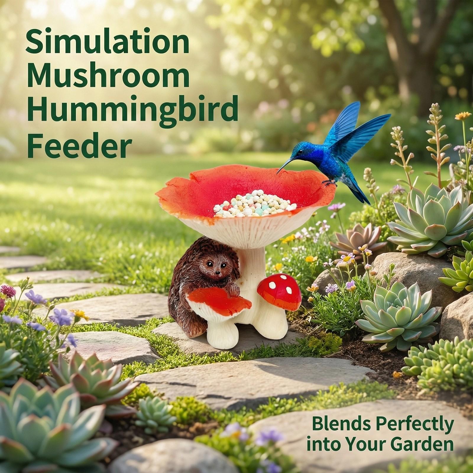 Creative Hummingbird Feeder, Mushroom-Shaped Outdoor Pet Feeder, Ground-Standing Garden Decoration, Ideal for Landscape Enhancement