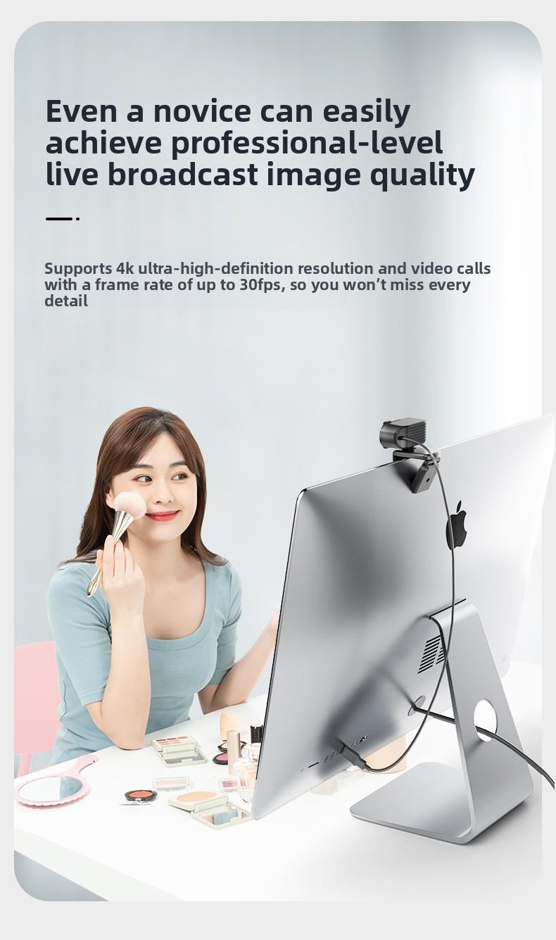 4K HD Webcam for PC Desktop Laptop with Microphone, USB External Camera for Online Class, Video Conference, Live Streaming, Built-in Mic, Plug and Play