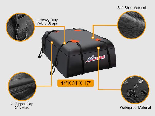 Nilight 51" X 36" X 5" Universal Roof Rack Cargo Basket Heavy-Duty 200LBS Capacity Rooftop Cargo Carrier Luggage Holder & Soft Waterproof|Cargo Bag|Net|Ratchet Straps for SUV Truck Vehicle Auto Automotive  offroad