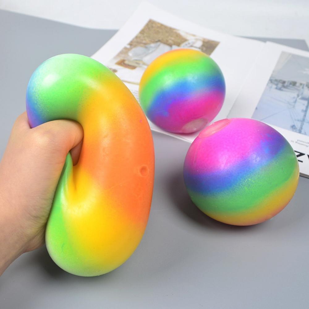 Gradient Rainbow Pinch Pink Ball Stress Relief Ball Toy Squeezing Slow Rebound Jump Ball Children's Finger Training Toy Ball