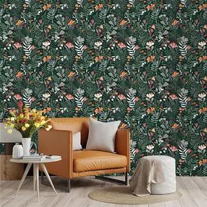Plant Leaf Floral Wallpaper, PVC Adhesive Back, Peel and Stick, Kitchen/living Room/bedroom Decor, Large Area Wall Transformation