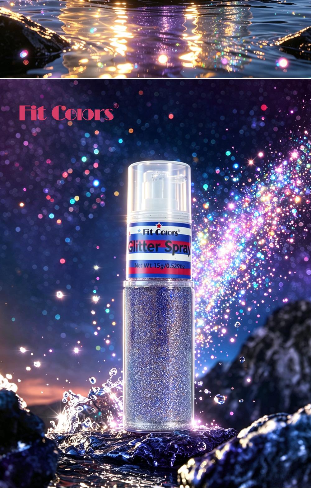 1PC Fit Colors Glitter Spray, Fine Shimmer Highlighter, Long-Lasting Sweatproof, for Face & Body, Stage & Party Makeup, Holographic Glitter Spray, Body Shimmer Spray, Shimmering Body Glitter