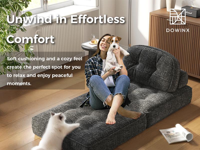 Dowinx Folding Sofa Bed with Pillow, Small Convertible Comfy Couch Bed for Adults Home Lounge and Gaming, Modern Comfortable Design for Apartment Living Room Bedroom, Smooth Velvet
