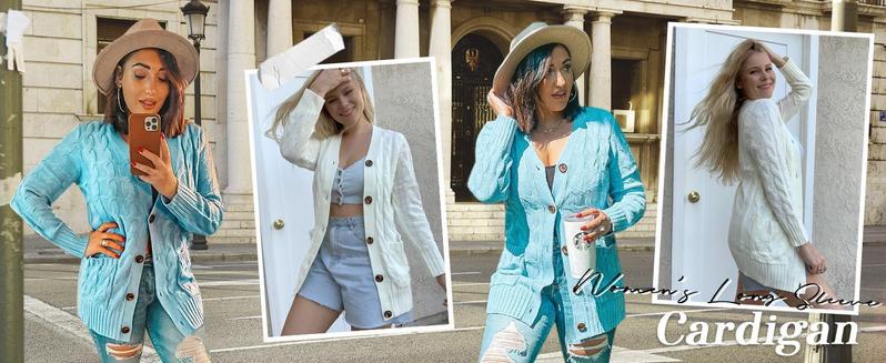 MEROKEETY Women's 2025 Fall Long Sleeve Cable Knit Sweater Open Front Cardigan Button Loose Outerwear