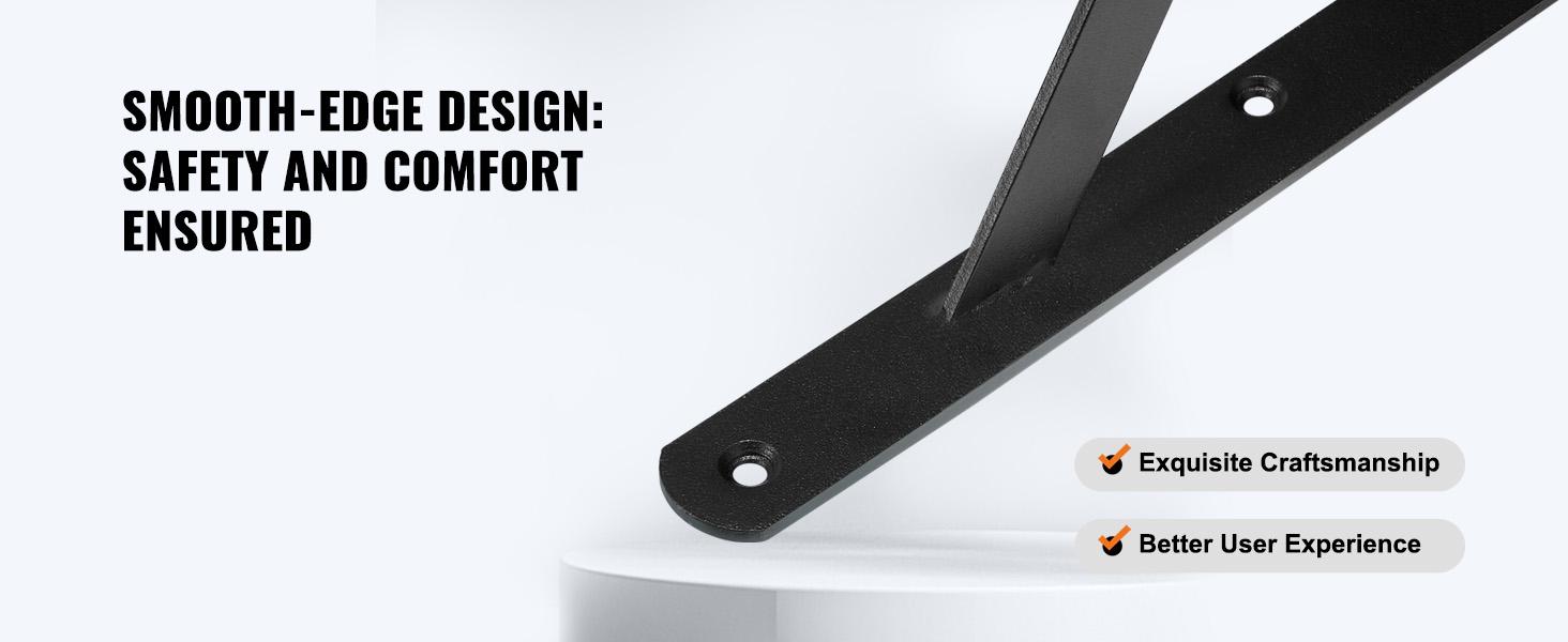 VEVOR Shelf Bracket, 12x 8 in 10 Pcs, Heavy Duty Floating Shelf Brackets, Brackets for Shelves, 3mm Thick Matte Black Triangle Shelf Bracket, Steel Shelving Brackets with 160 lbs Load Capacity