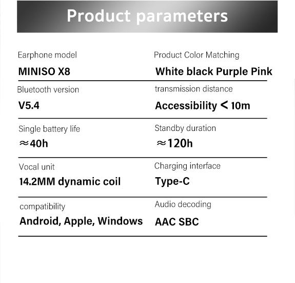 Miniso X8  Wireless OWS open Ear Headphones Bluetooth 5.4 IPX6 Waterproof Bone Conduction Earphones Over Ear Headphones for Running,Working Miniso X8 TWS Not In Ear Headset for iPhone Android Phone HiFi Sound Electric Audio Earbuds