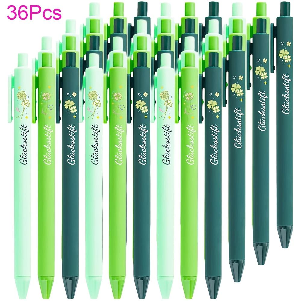 18/27/36 Pcs Four-Leaf Clover Element Pens - Ballpoint Pen Set, Black Ink, ABS Plastic Ballpoint Pens with Inspirational Sayings, Ideal for Employee Recognition - a Great Gift for Good Luck, Suitable for School