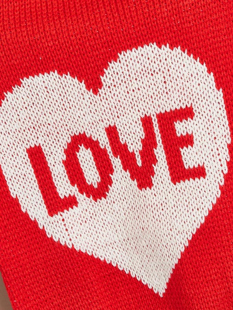 New Valentine's Day Knit High-Elasticity Round Neck Pink Red Lover Bow Heart Pattern French Bulldog Bichon Dog Sweater