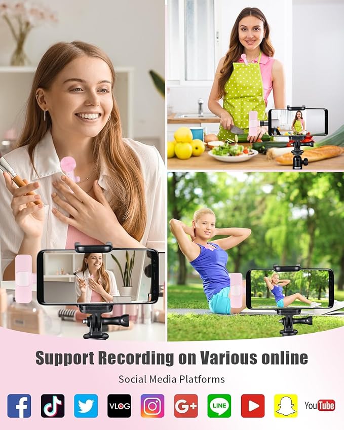 Lavalier Microphone for Android/iPhone/Computer/Laptop, Wireless Mic for iPhone15 with Noise Reduction Chip, Mini Microphone for Recording Podcast YouTube, TikTok