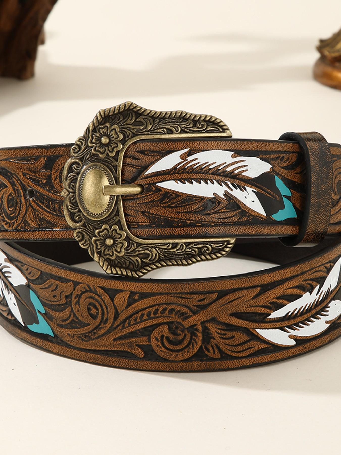 Trendy Bohemian Turquoise Oval Alloy Buckle, Vintage Fashion European Style Belt, Stylish Accessory for Men and Women