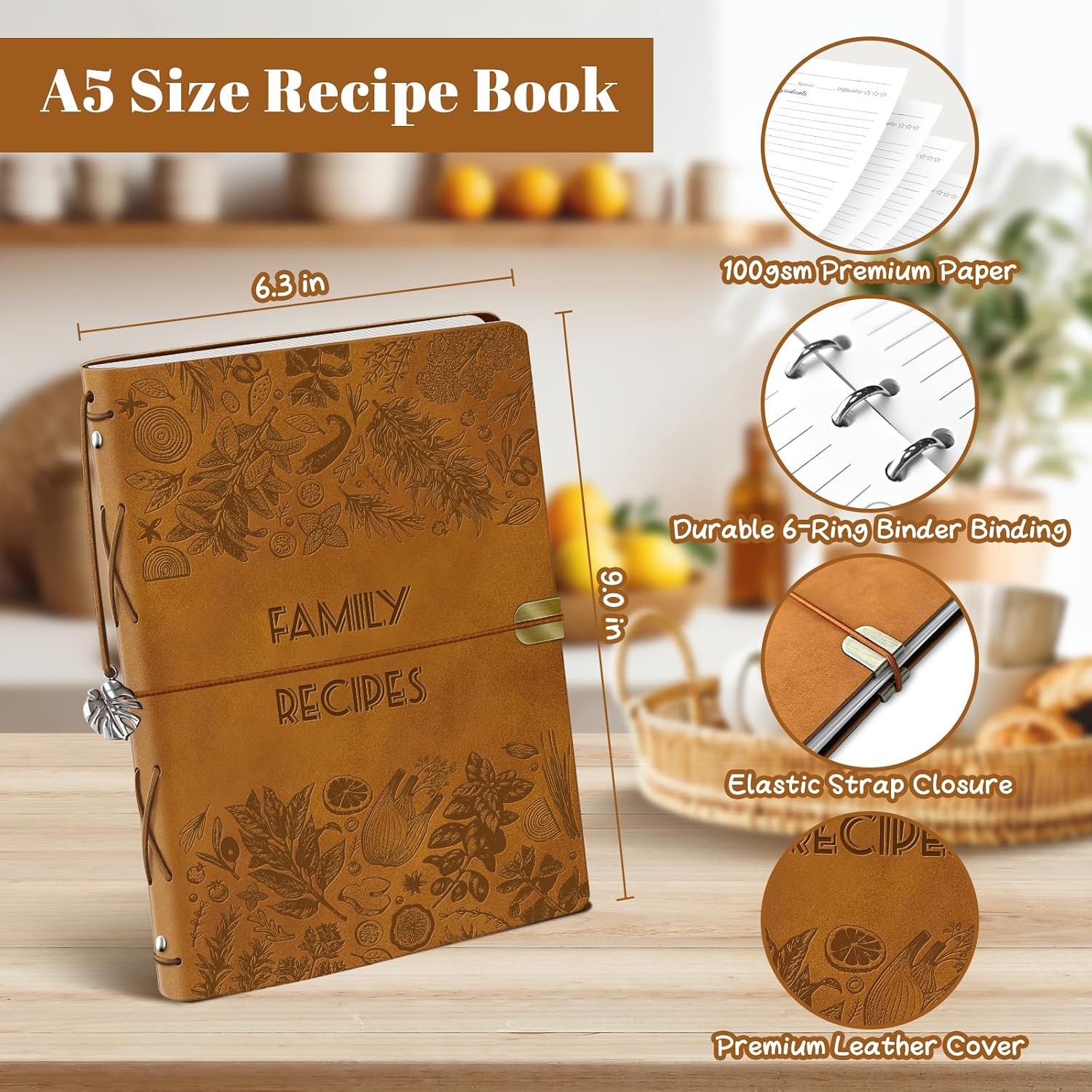 Recipe Book to Write In Your Own Recipes, A5 Blank Recipe Book Binder()