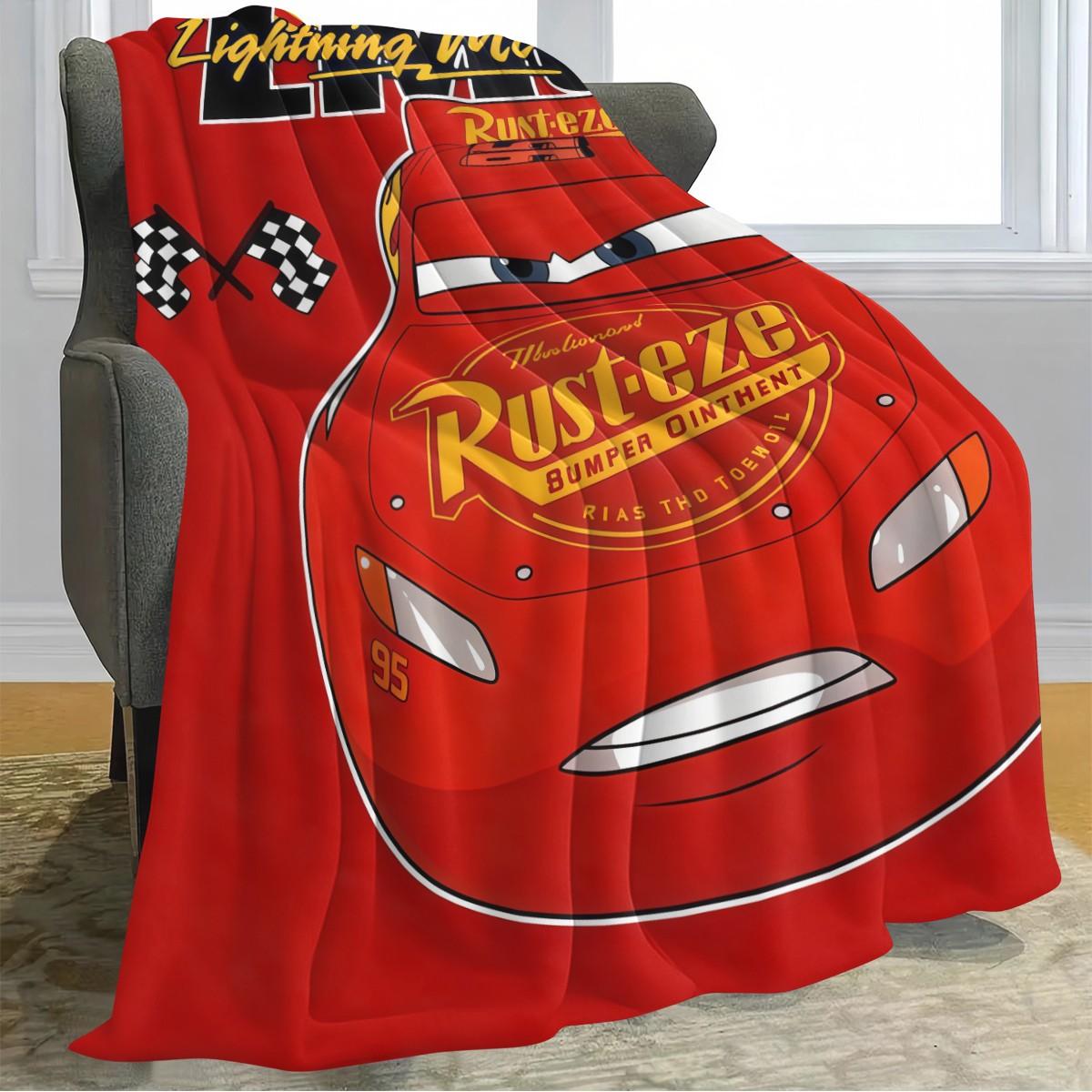 Cars Lightning Mcqueen Flannel Blanket, Flame Rust-Eze Identifier, Soft Skin-Friendly, Bedroom Nap Sofa Warm Cover, Holiday Gift