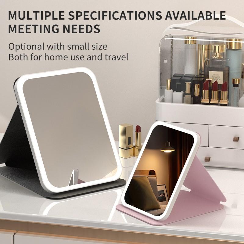 LED Light Foldable Makeup Mirror, Smart Touch Control, Durable, Lighted Desktop Mirror, Table Desk Mirror, Bathroom Living Room Decor Makeup, Daily Gift