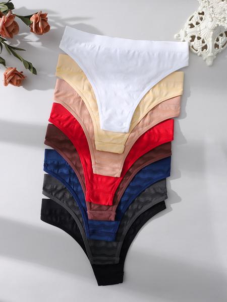 7PCS Women's Seamless Low Waist Triangle Panties, Soft Minimalist Panty, 7-Piece Set, Casual Fitted Underwear, All-Season Comfortable Lingerie