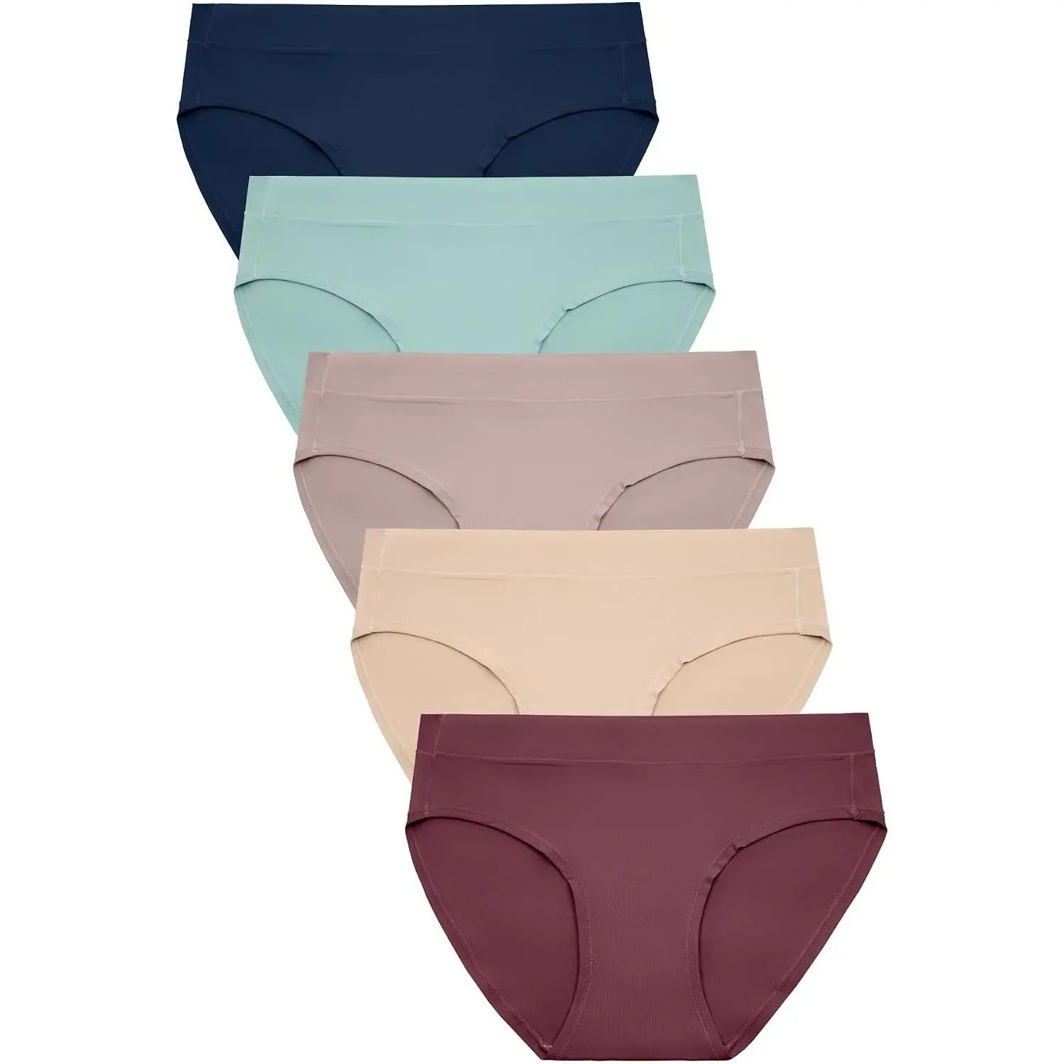 Brief Maternity Underwear, Pregnancy to Postpartum, 5 Pack | Soft stretchy panties with mid rise fit and rear coverage. Seamless breathable recycled fabric made for your changing body