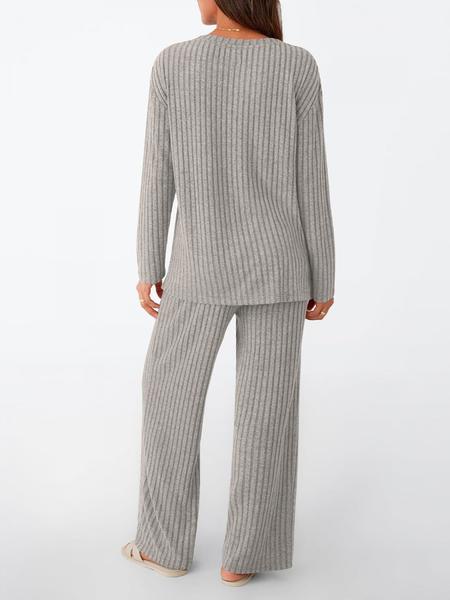 Womens Loungewear Lounge Sets 2 Piece Matching Pajamas Fall Fashion 2025 Ribbed Knit Outfits Long Sleeve Casual Sweatsuits