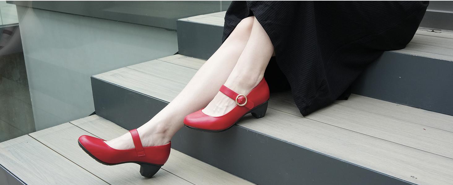 Women Mary Janes Pumps Chunky Shoes Dress Shoes Girl Platform Ladies Heels Sandals