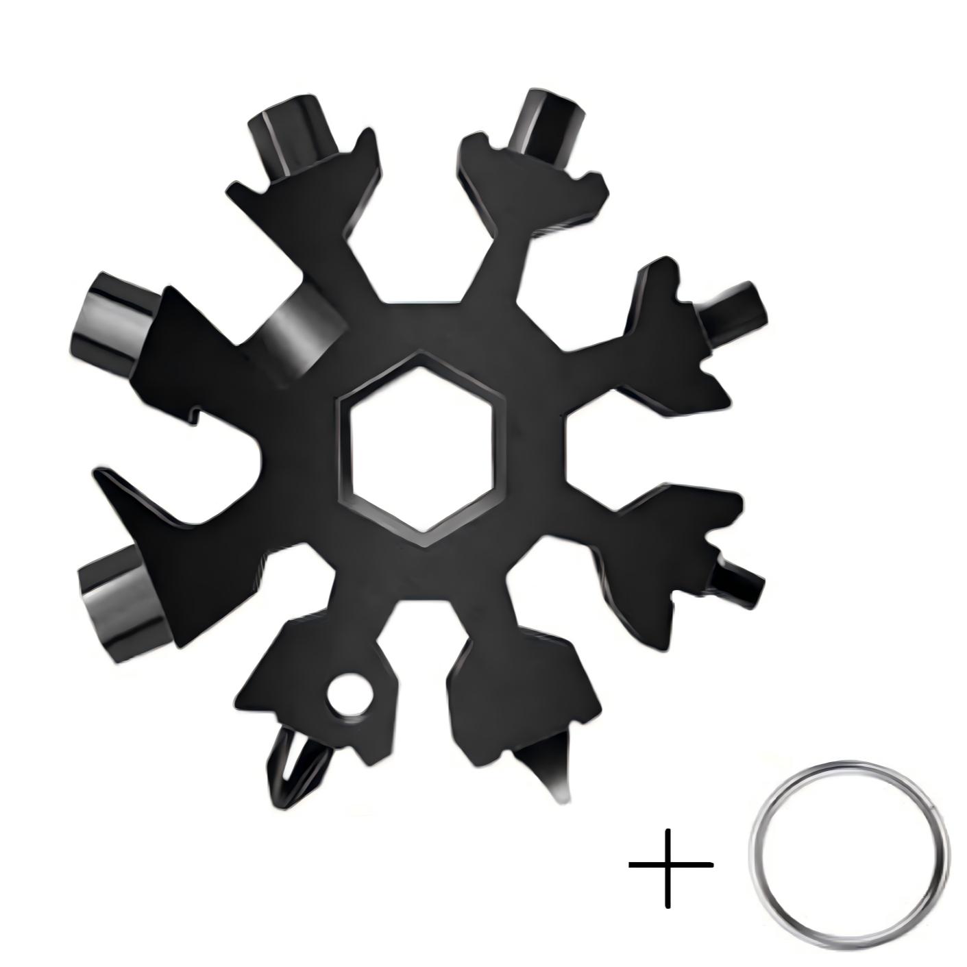 1 Pcs 18-In-1 Multi-Tool Snowflake Design, Stainless Steel Portable Wrench, Screwdriver & Bottle Opener, Essential Survival Tool for Outdoor Adventures