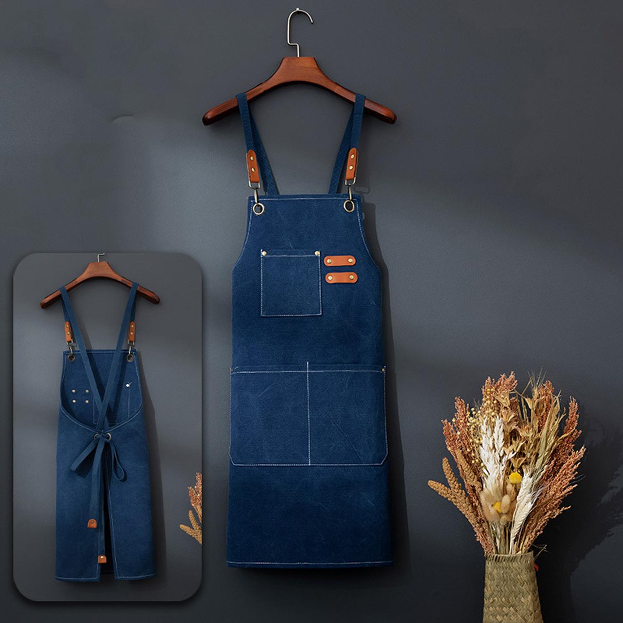 Adjustable Carpenter Apron with Multiple Pockets, Polyester Blend, Ideal for Woodworking, Gardening, Cooking, DIY Projects