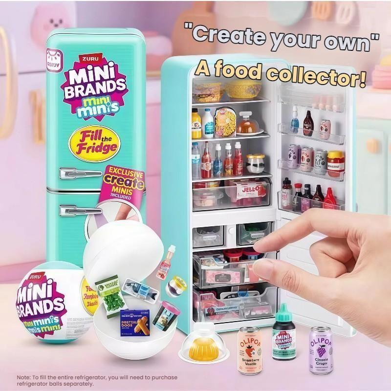 Mini Fridge Set with Miniature Food Models, UV Light, DIY Design, Easy Storage, Perfect Gift for Friends and Lovers