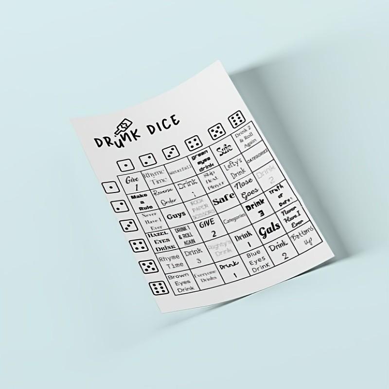 Drunk Dice Drinking Game Card, Interactive Dice Instruction Board Game, Fun Adult Party Prop, Creative Table Game for Bar/family Gatherings