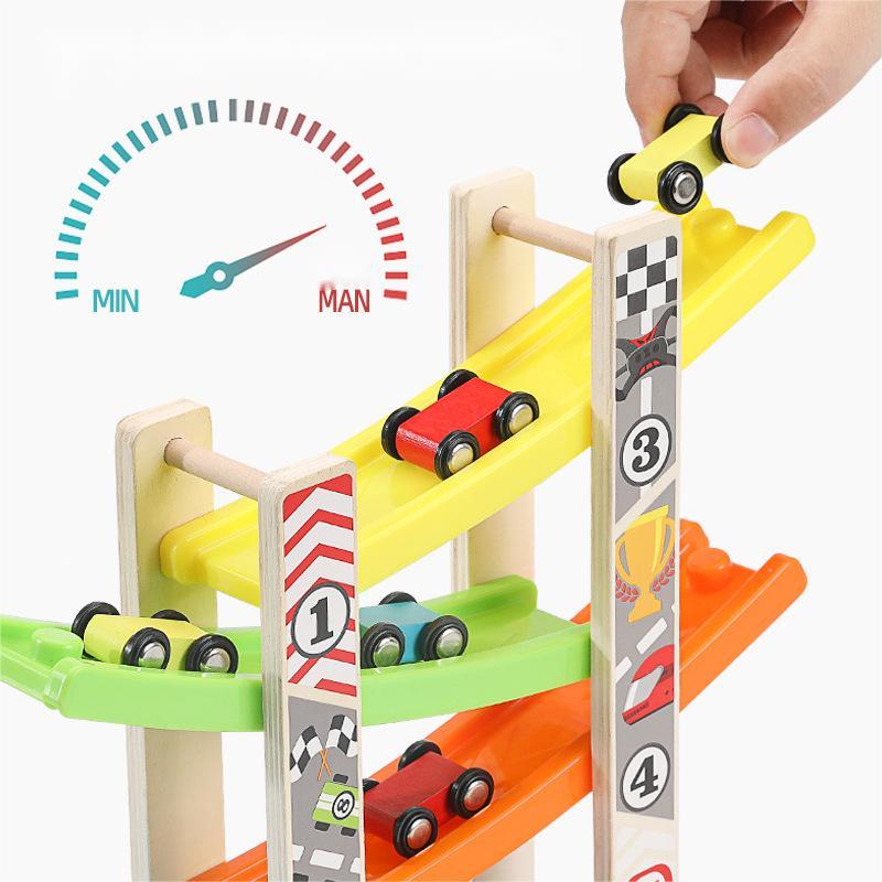 EDUTREE Toddler Toys Wooden Car Ramp Racer Toy Vehicle Set with 7 Tracks Mini Cars Race Tracks Montessori Inspired Gift for Boys Girls Play Playset Tricycle EDUTREE Toddler Toys Wooden Car Ramp Racer Toy Vehicle Set with 7 Tracks Mini Cars Race Tracks Montessori Inspired Gift for Boys Girls Play Playset Tricycle