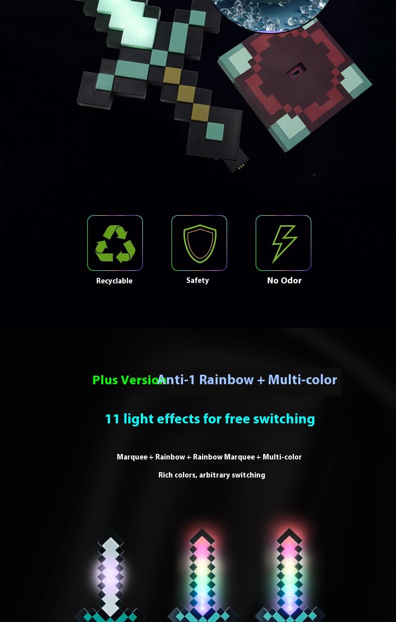 Diamond Sword 14 Inch USB Desk LED Night Light 11 Color Decorative Fun Safe Mood Lamp for Home Bedroom Living Room Office USB Powered LED Technology Ambient Glow Lighted Floor Standing