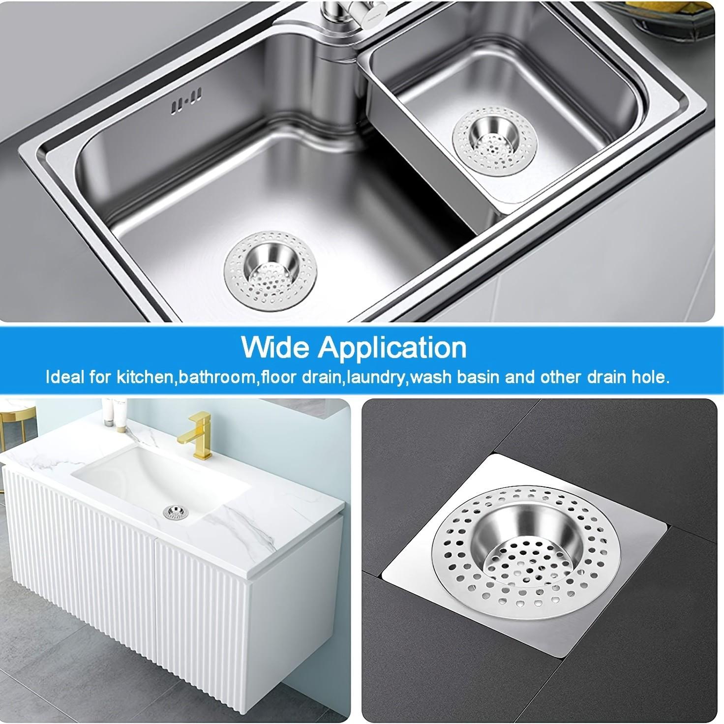 3/6pcs Stainless Steel Mesh Drain Filter, Kitchen Sink Strainer, Fits 3.1-6.9cm Drain Openings, Durable Food Waste Separator